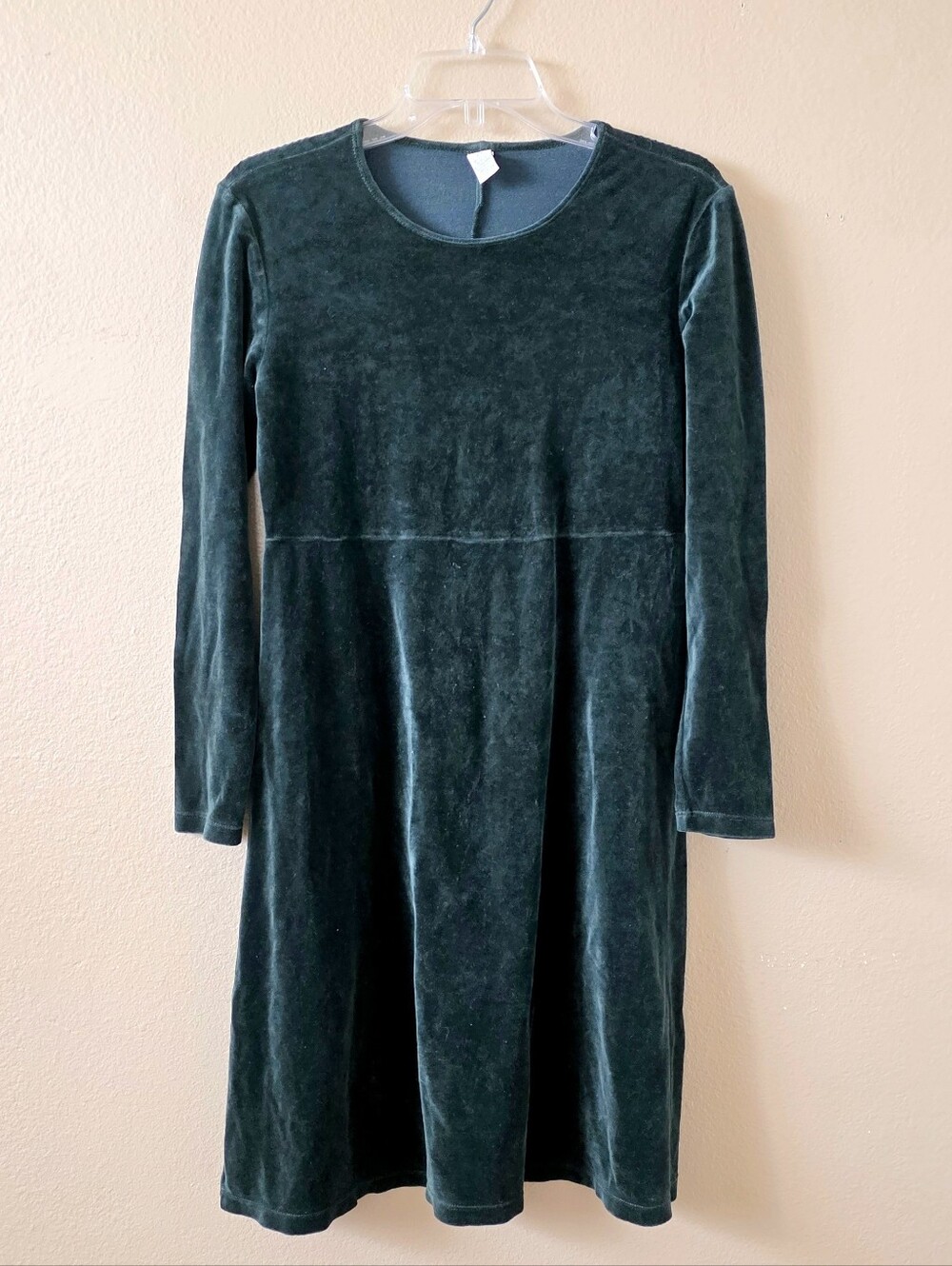 Lands End Womens Green Velvet Mini Dress Holiday Christmas - Size Small
